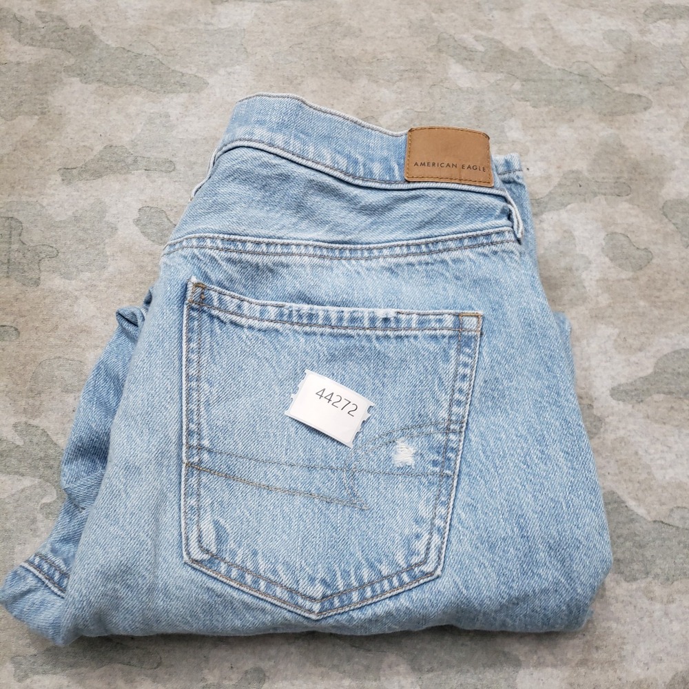 American Eagle Jeans Womens 10 Blue 90's Straight Distressed Denim Light Wash - Picture 12 of 12
